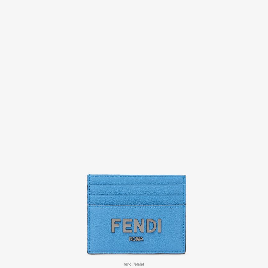 Fendi Men Signature Leather Card Holder R06TFR2611 Accessories Light blue