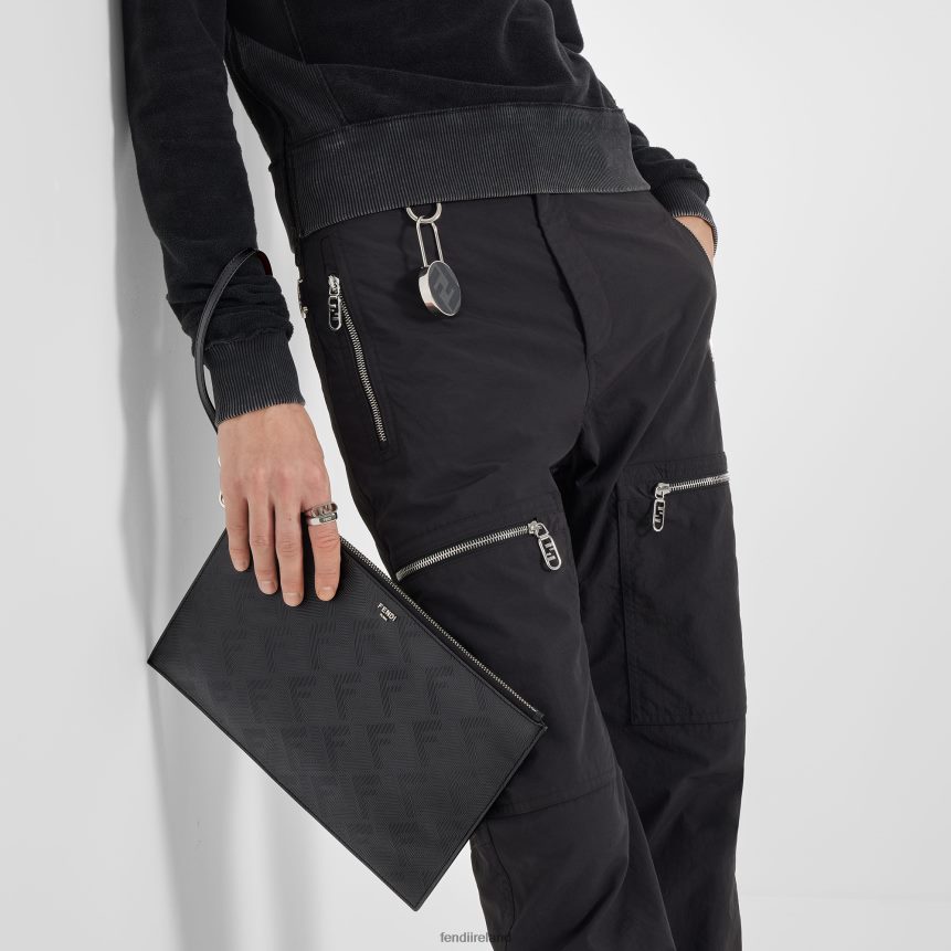 Fendi Men FF Shadow Leather Pouch R06TFR1882 Accessories Black