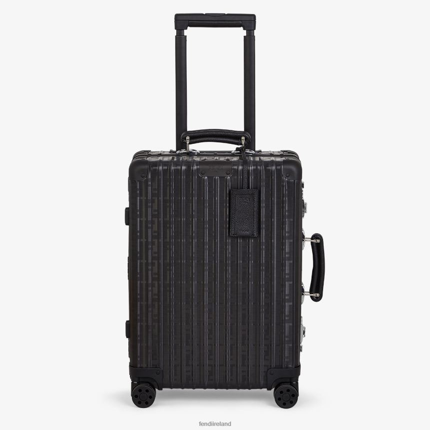 Fendi Men Aluminum Trolley Case With Leather Details R06TFR1889 Accessories Black