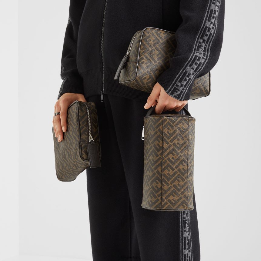 Fendi Men Fabric Make-Up Bag R06TFR2490 Accessories Brown