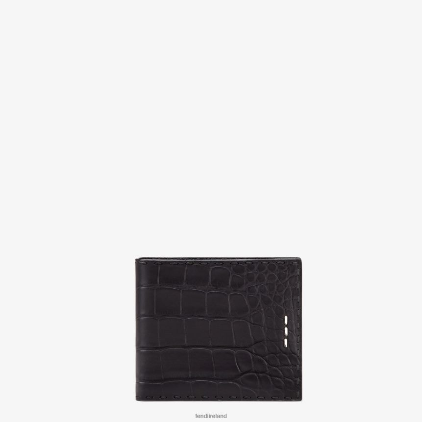 Fendi Men Alligator Bi-Fold R06TFR2673 Accessories Black