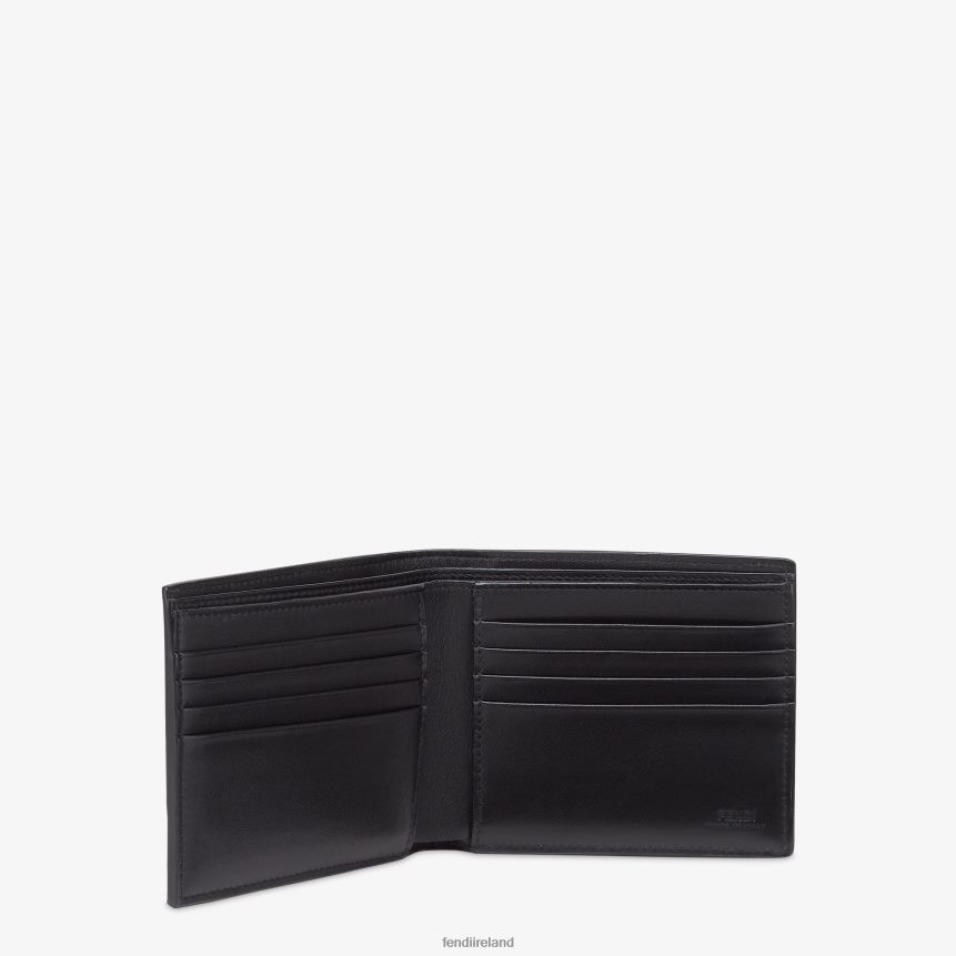 Fendi Men Caiman Leather And Fabric Bi-Fold Wallet R06TFR2595 Accessories Black