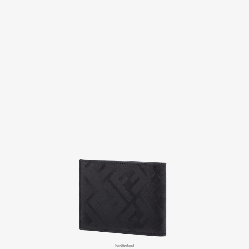 Fendi Men Shadow Diagonal Us Dollar Leather Bi-Fold Wallet R06TFR2640 Accessories Black