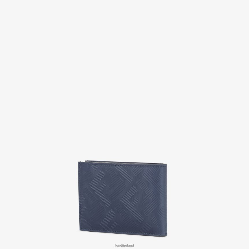 Fendi Men Shadow Us Dollar Leather Bi-Fold Wallet R06TFR2650 Accessories Blue