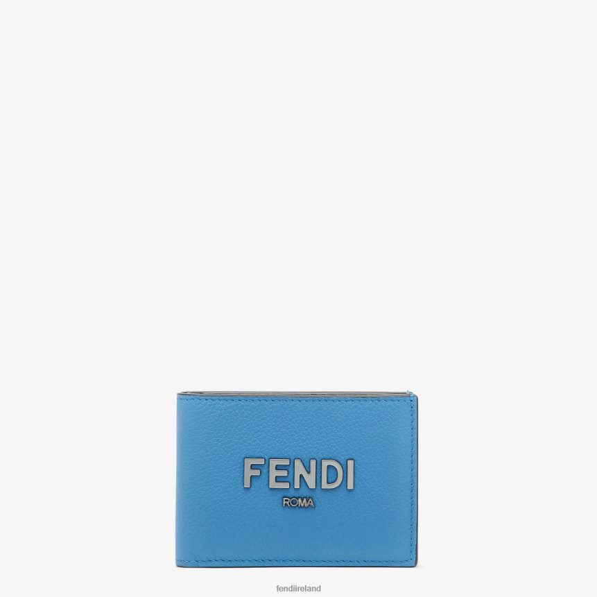 Fendi Men Us Dollar Signature Leather Bi-Fold Wallet R06TFR2617 Accessories Light blue