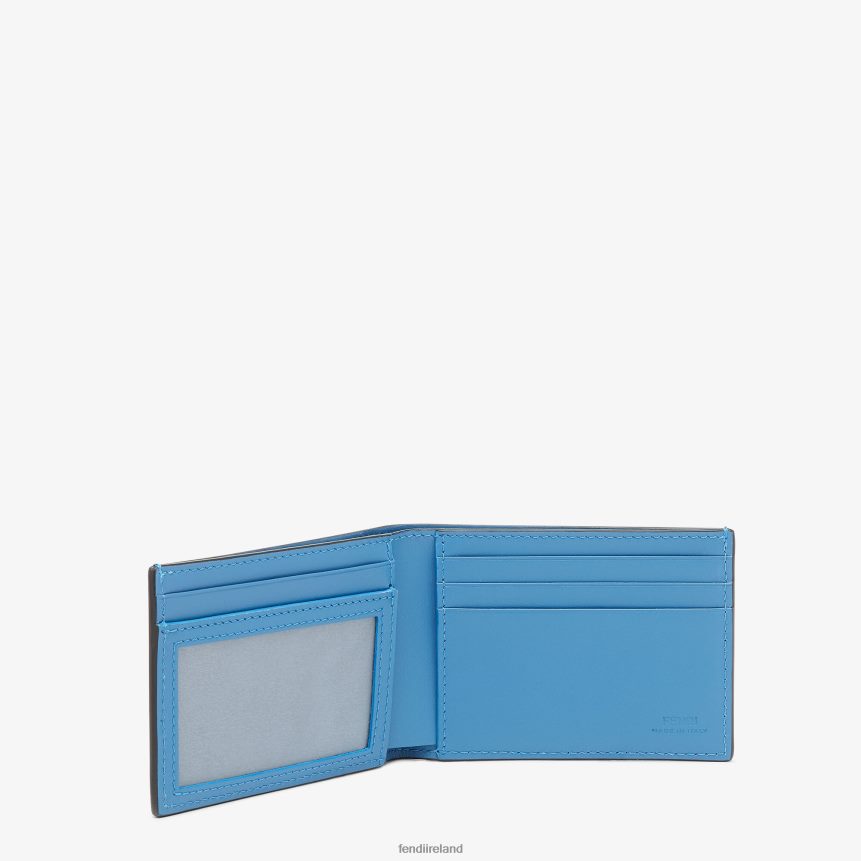 Fendi Men Us Dollar Signature Leather Bi-Fold Wallet R06TFR2617 Accessories Light blue