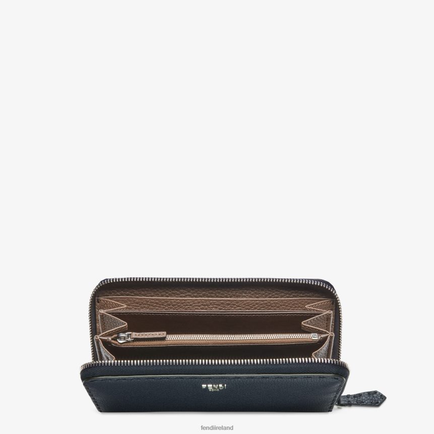 Fendi Men Zipper-Around Selleria Leather Wallet R06TFR2641 Accessories Blue