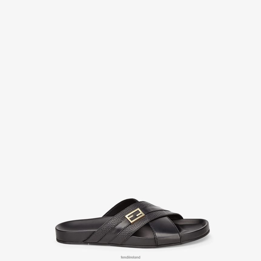 Fendi Men Leather Slides R06TFR2281 Shoes Black