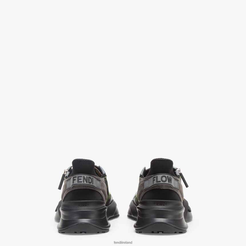 Fendi Men Neon And Fabric Running Sneakers R06TFR2269 Shoes Black