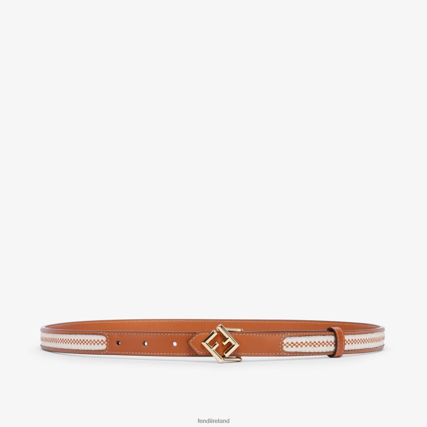 Fendi Women Canvas And Leather Reversible Belt R06TFR97 Accessories Brown