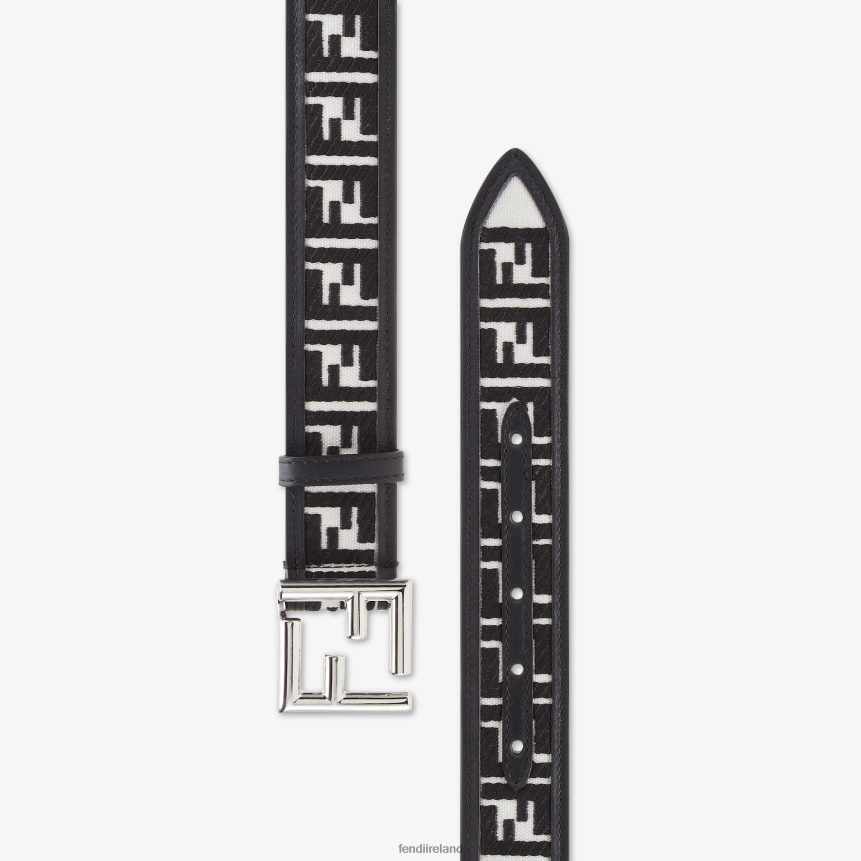 Fendi Women Canvas Belt With FF Embroidery R06TFR164 Accessories White