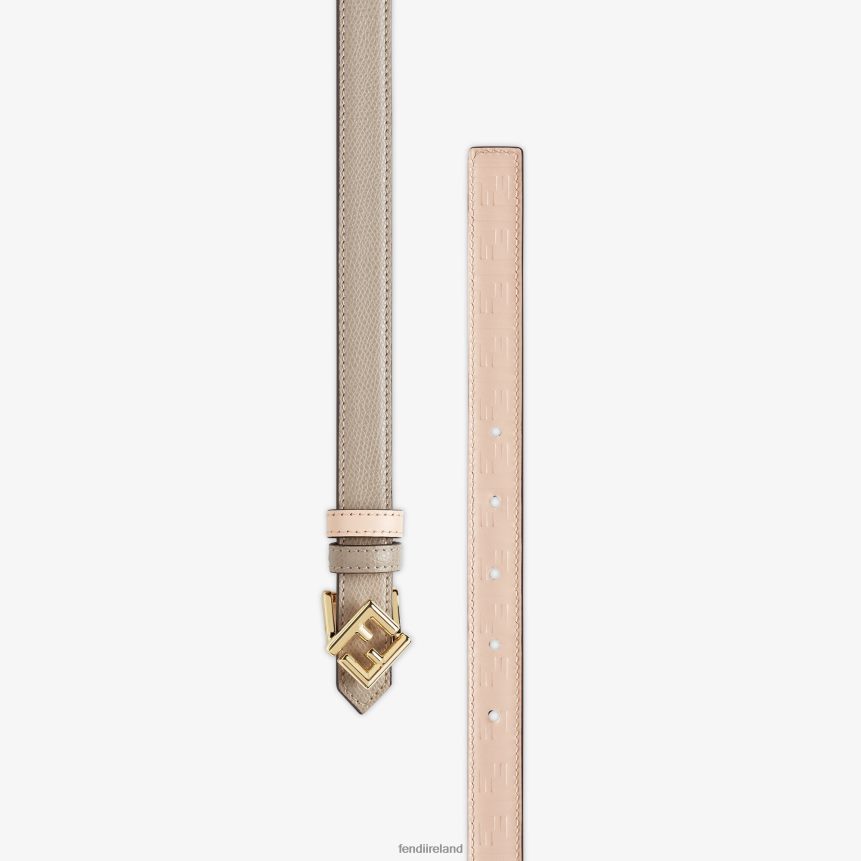 Fendi Women Dove Leather Reversible Belt R06TFR29 Accessories Gray