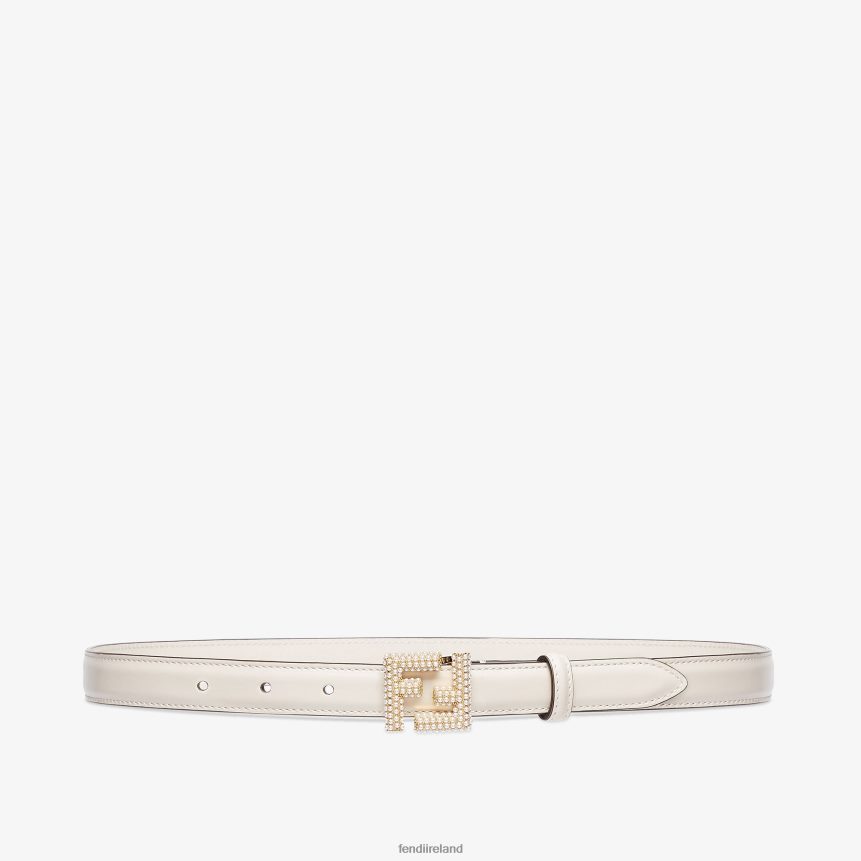 Fendi Women FF Leather Belt R06TFR140 Accessories White