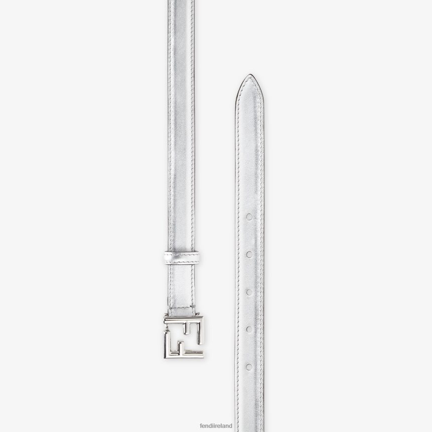 Fendi Women FF Leather Belt R06TFR163 Accessories Silver