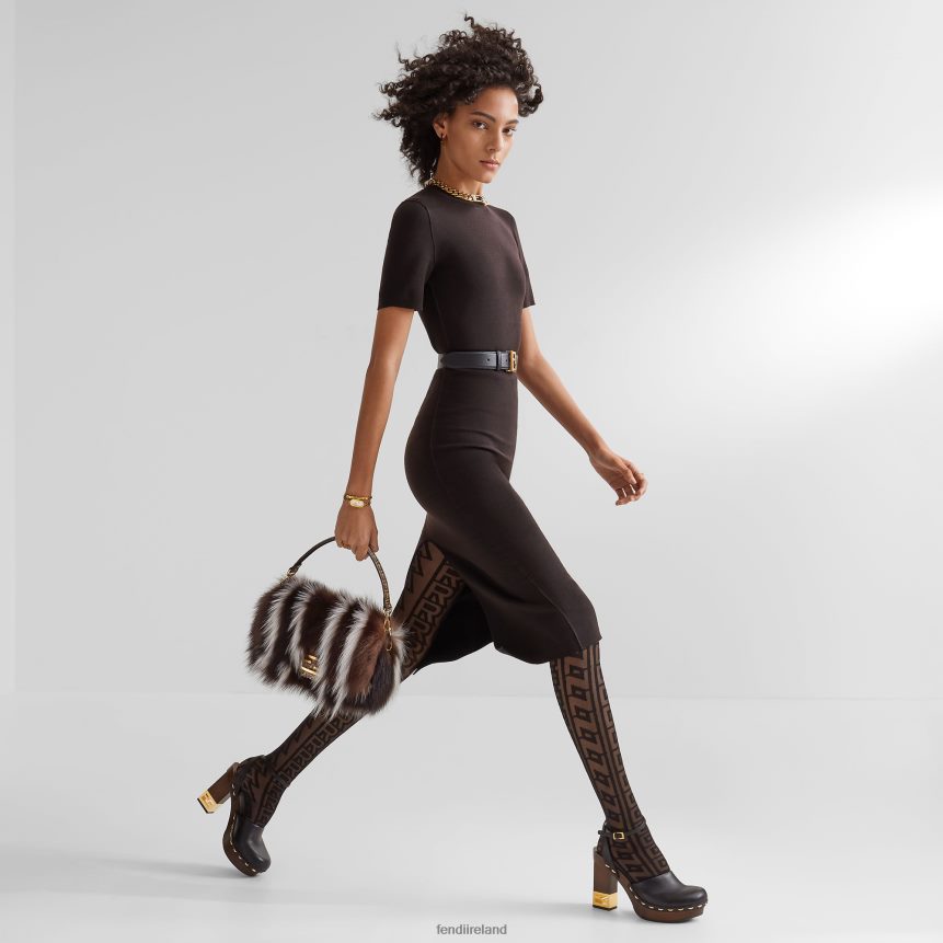 Fendi Women FF Leather Belt R06TFR269 Accessories Black