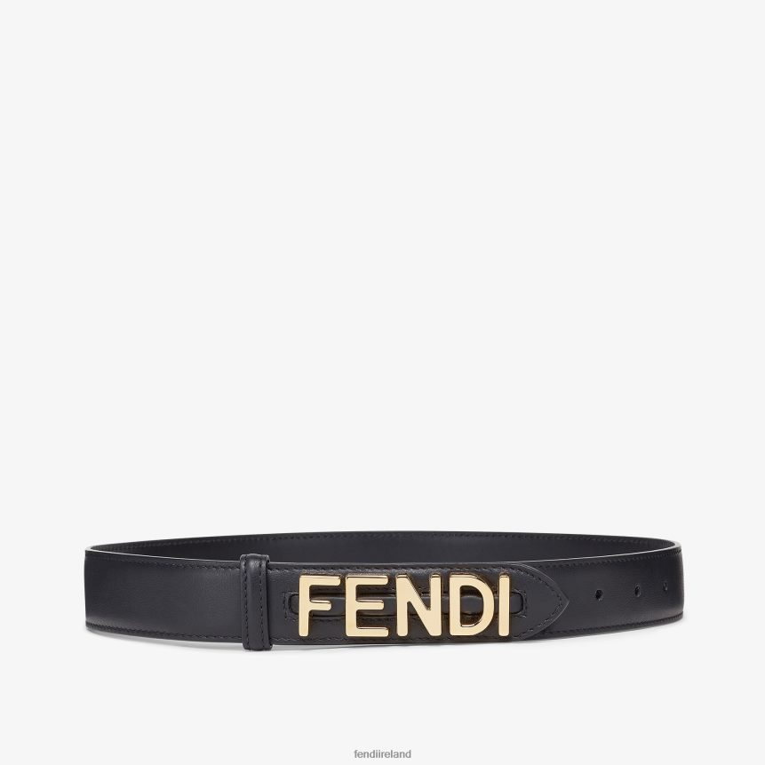 Fendi Women Graphy Leather Belt R06TFR18 Accessories Black