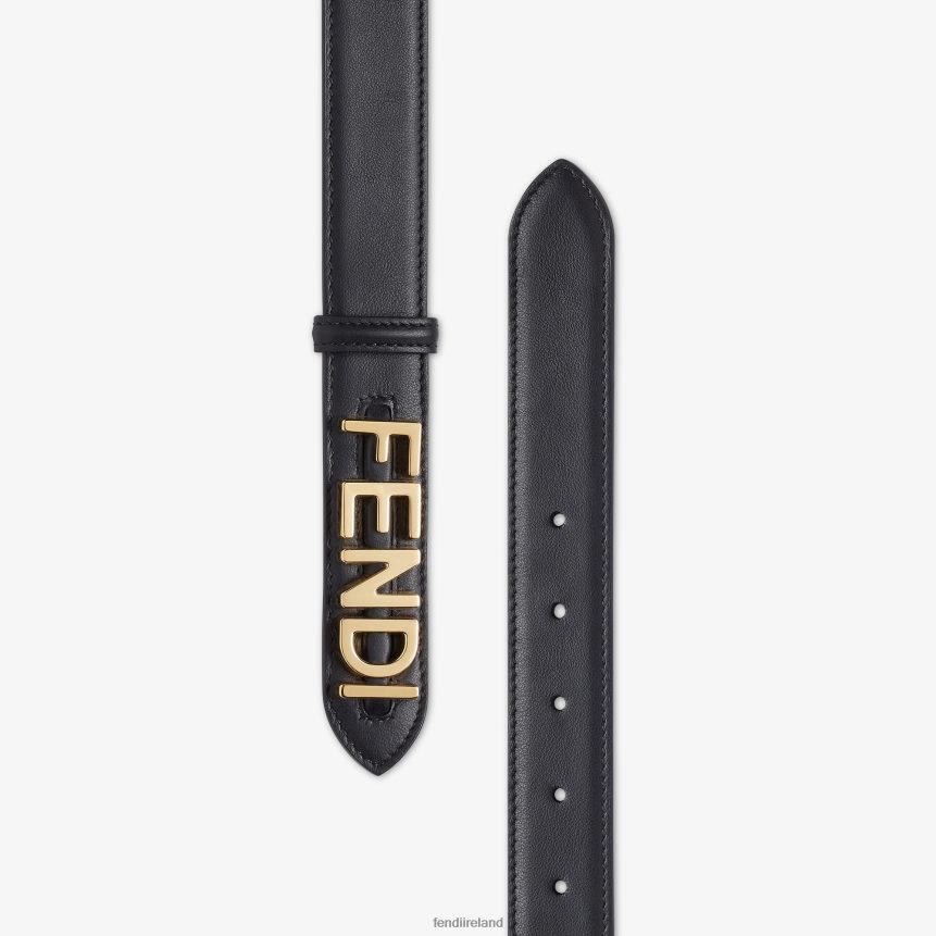 Fendi Women Graphy Leather Belt R06TFR18 Accessories Black