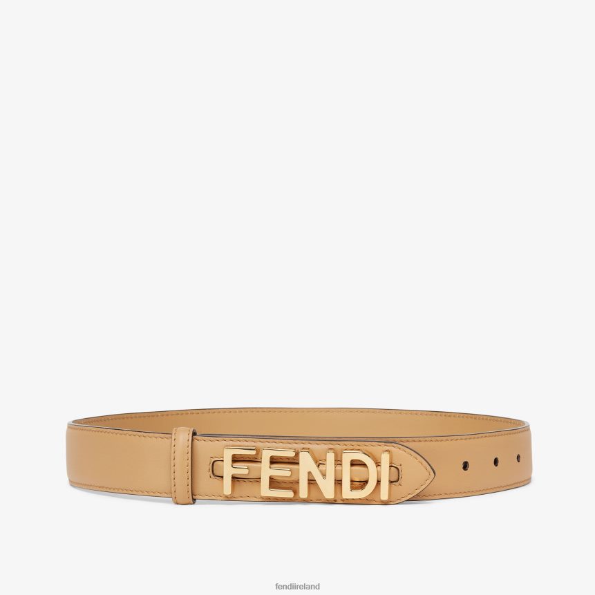 Fendi Women Graphy Leather Belt R06TFR44 Accessories Beige