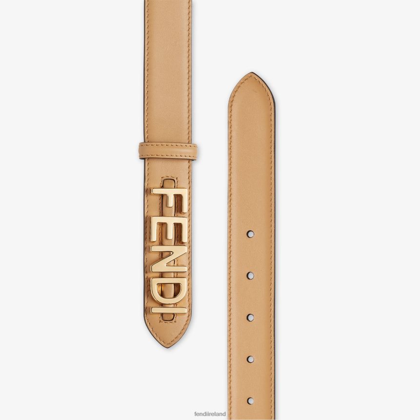 Fendi Women Graphy Leather Belt R06TFR44 Accessories Beige