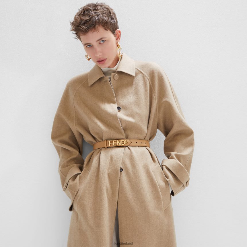 Fendi Women Graphy Leather Belt R06TFR44 Accessories Beige