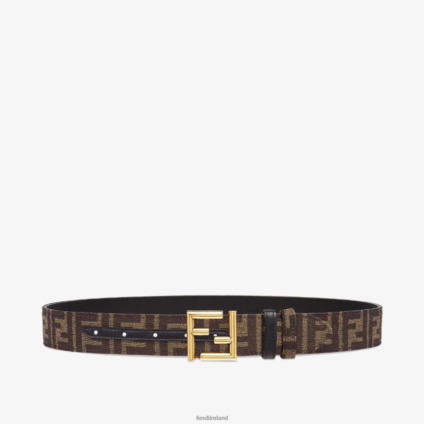 Fendi Women Leather And FF Fabric Reversible Belt R06TFR59 Accessories Black