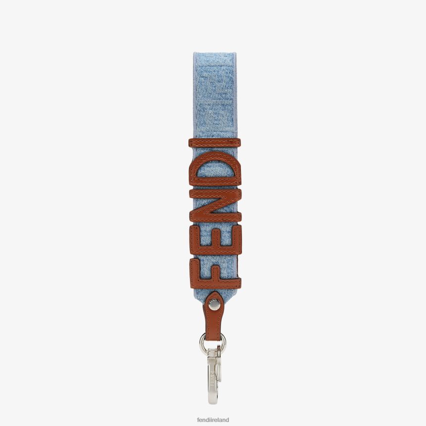 Fendi Women Denim Key Case R06TFR100 Accessories Light blue