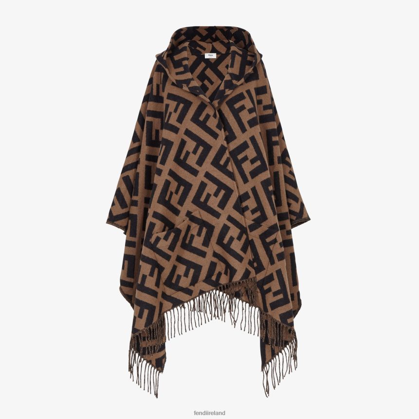 Fendi Women Cashmere Poncho R06TFR245 Accessories Brown