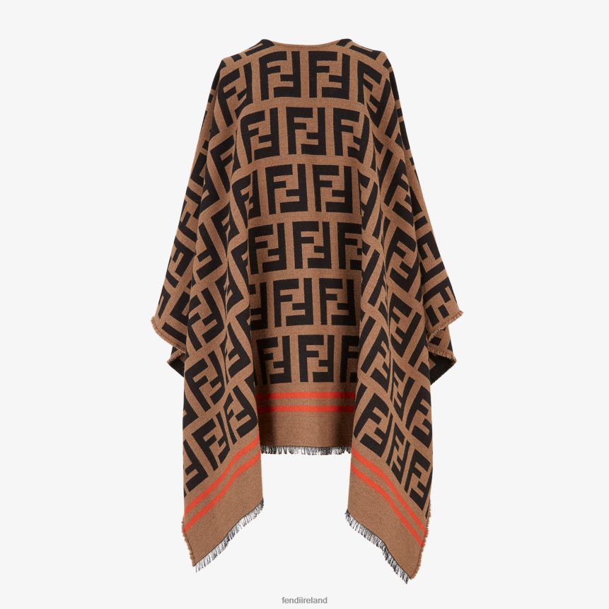 Fendi Women Multiwool And Silk Poncho R06TFR201 Accessories Brown