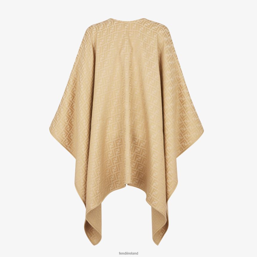 Fendi Women Poncho In Wool And Silk R06TFR55 Accessories Brown
