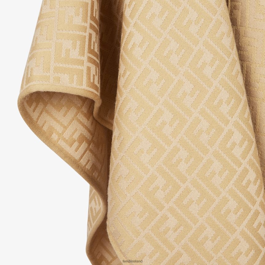 Fendi Women Poncho In Wool And Silk R06TFR55 Accessories Brown