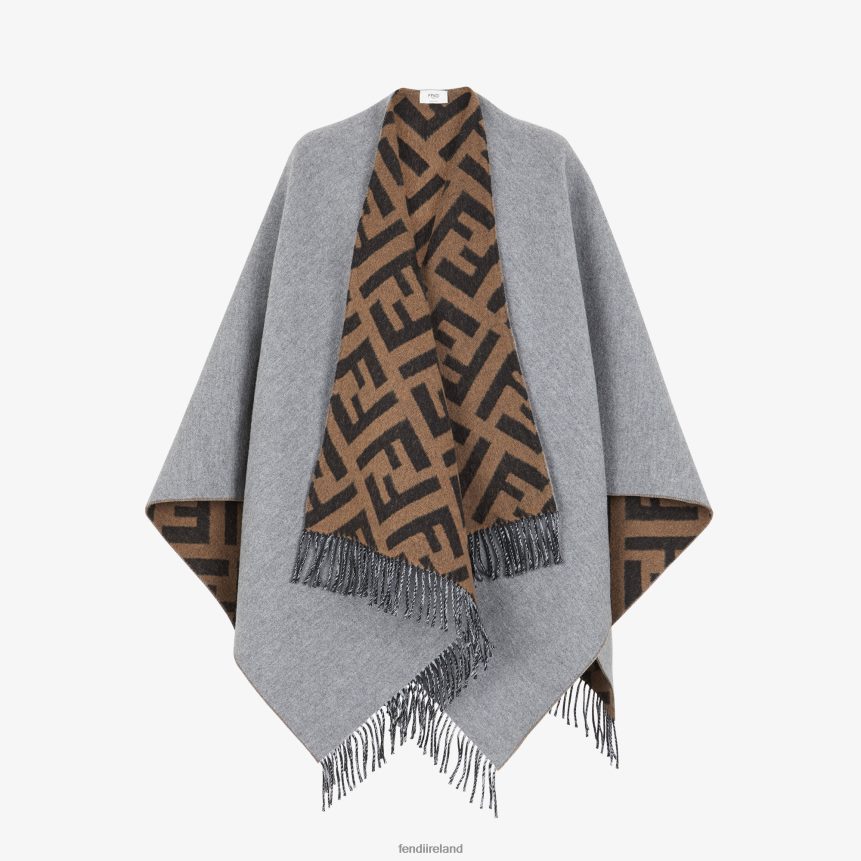 Fendi Women Wool And Cashmere Poncho R06TFR273 Accessories Gray