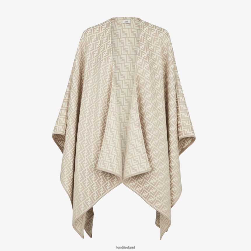 Fendi Women Wool And Silk Poncho R06TFR53 Accessories Beige