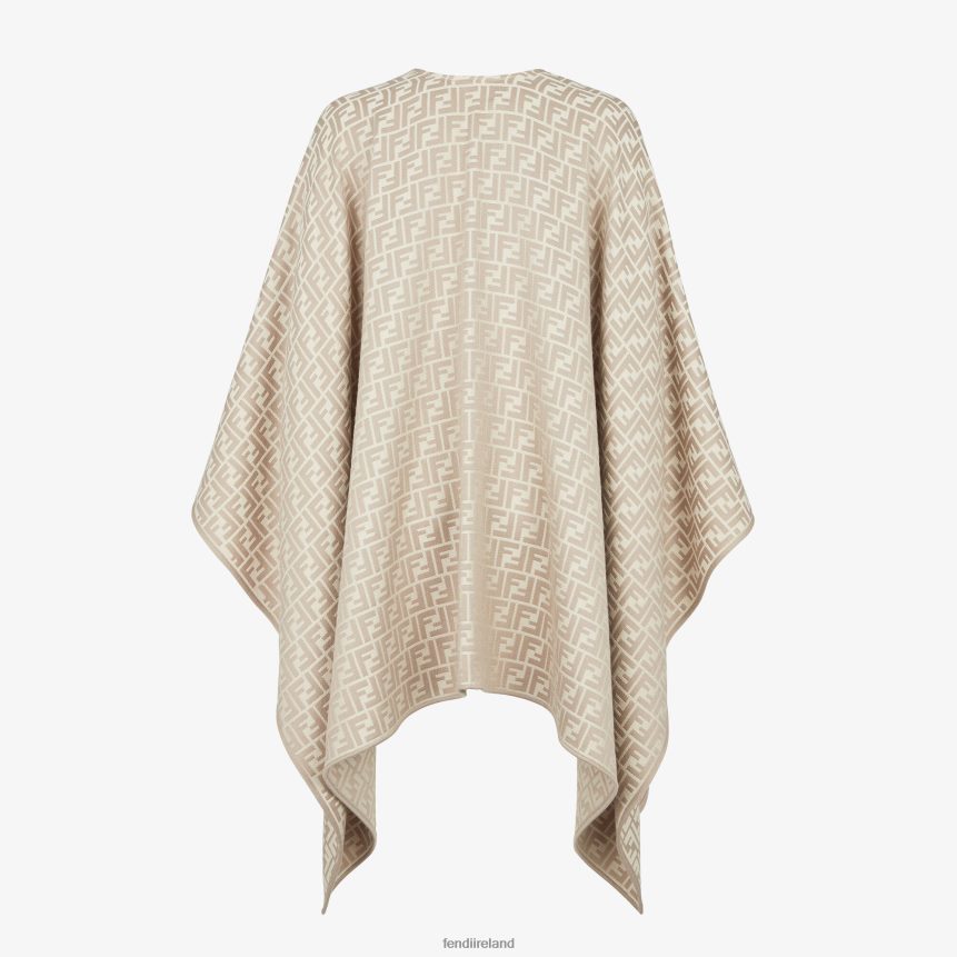 Fendi Women Wool And Silk Poncho R06TFR53 Accessories Beige