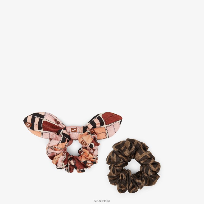 Fendi Women Set Of Two Multisilk Hair Ties R06TFR475 Accessories Multicolor