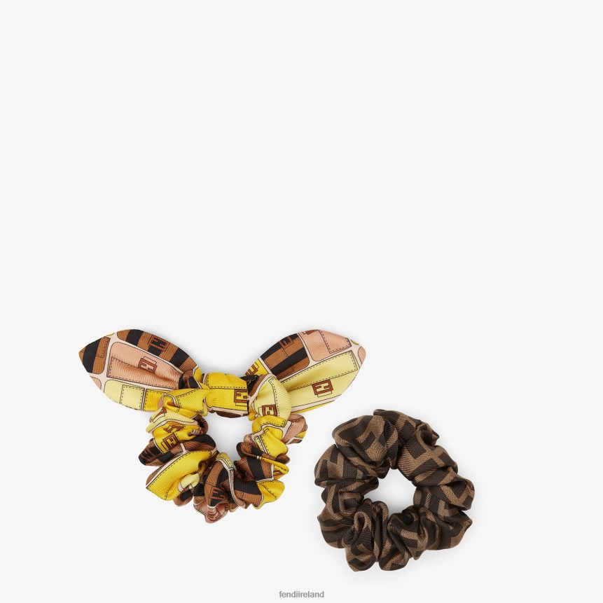 Fendi Women Set Of Two Multisilk Hair Ties R06TFR497 Accessories Fashion