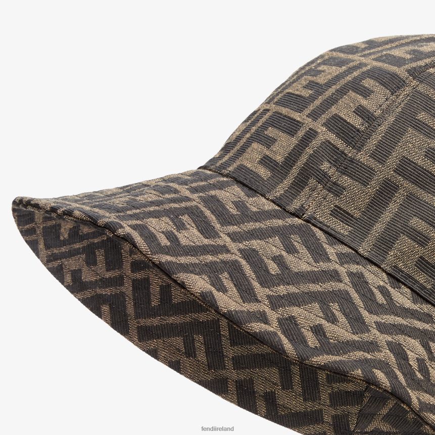 Fendi Women Canvas Cloche Hat R06TFR340 Accessories Brown