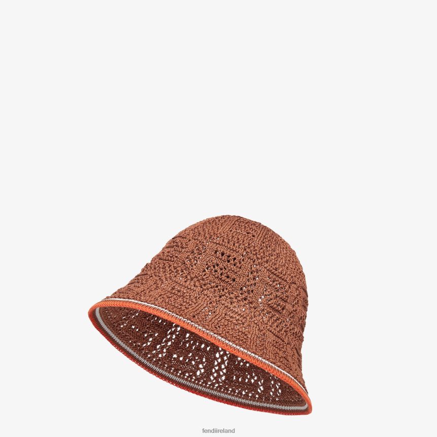 Fendi Women Crochet Cloche Hat R06TFR88 Accessories Brown