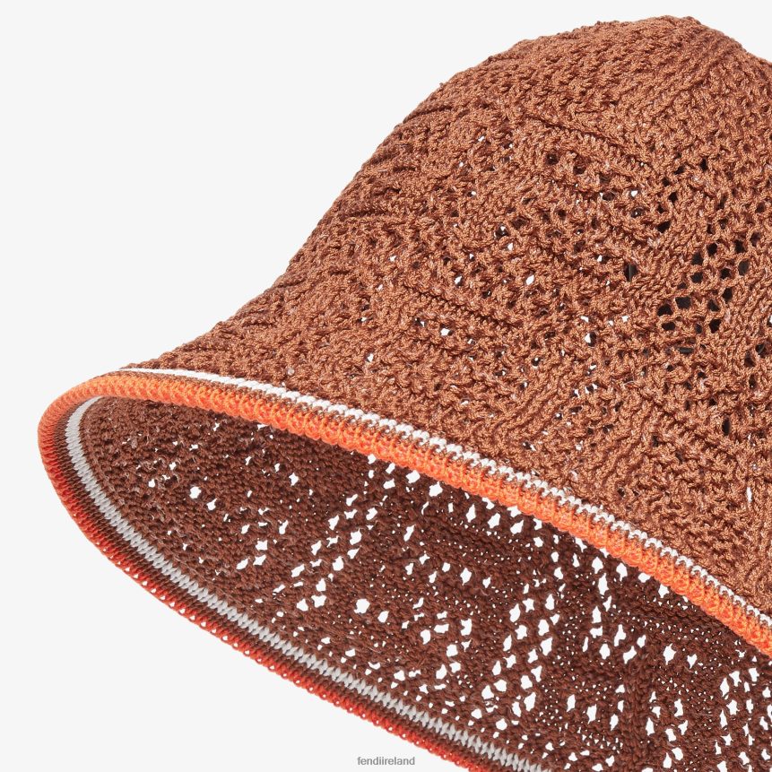 Fendi Women Crochet Cloche Hat R06TFR88 Accessories Brown