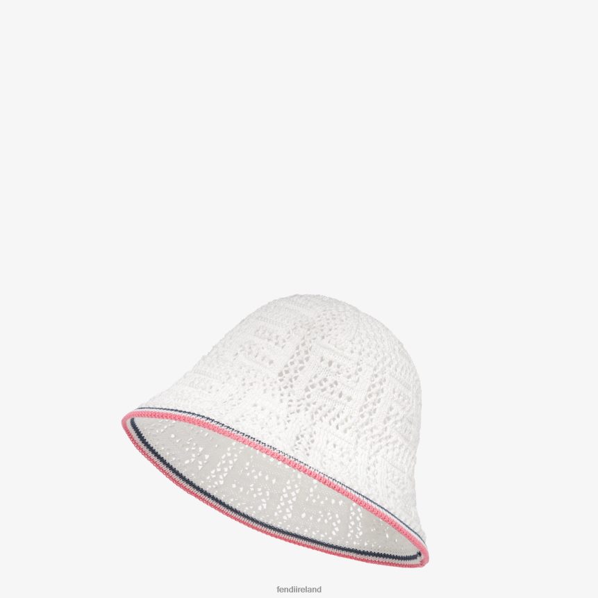 Fendi Women Crochet Cloche Hat R06TFR90 Accessories White
