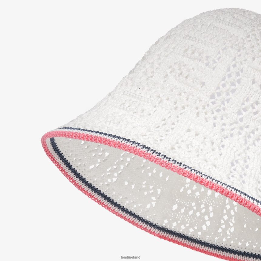Fendi Women Crochet Cloche Hat R06TFR90 Accessories White