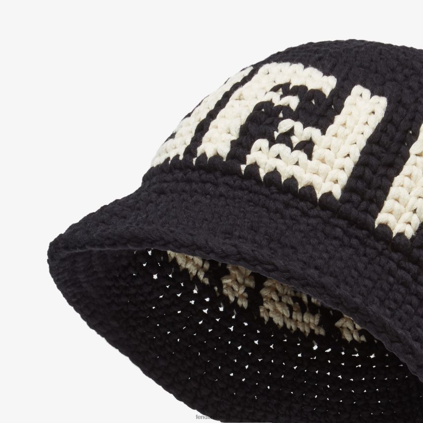 Fendi Women FF Cotton Cloche Hat R06TFR192 Accessories Black