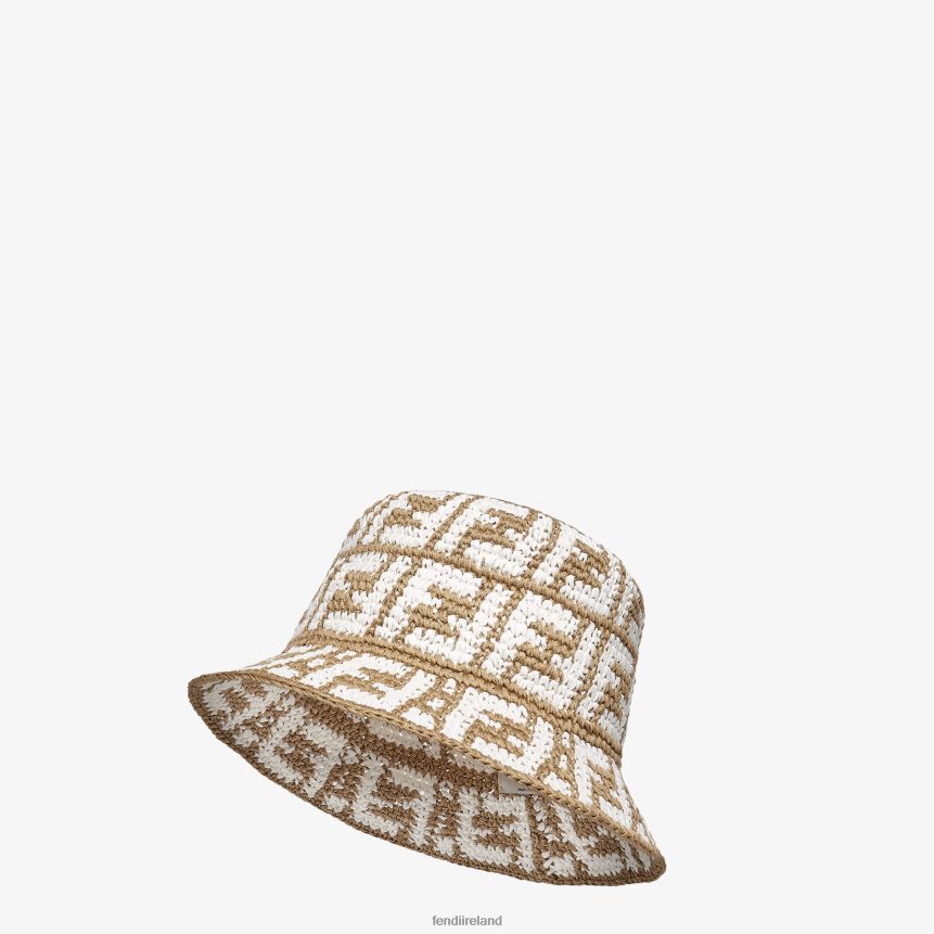 Fendi Women RaFFia Bucket Hat R06TFR196 Accessories Beige