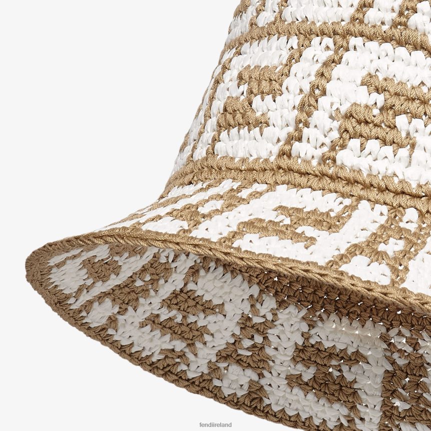 Fendi Women RaFFia Bucket Hat R06TFR196 Accessories Beige
