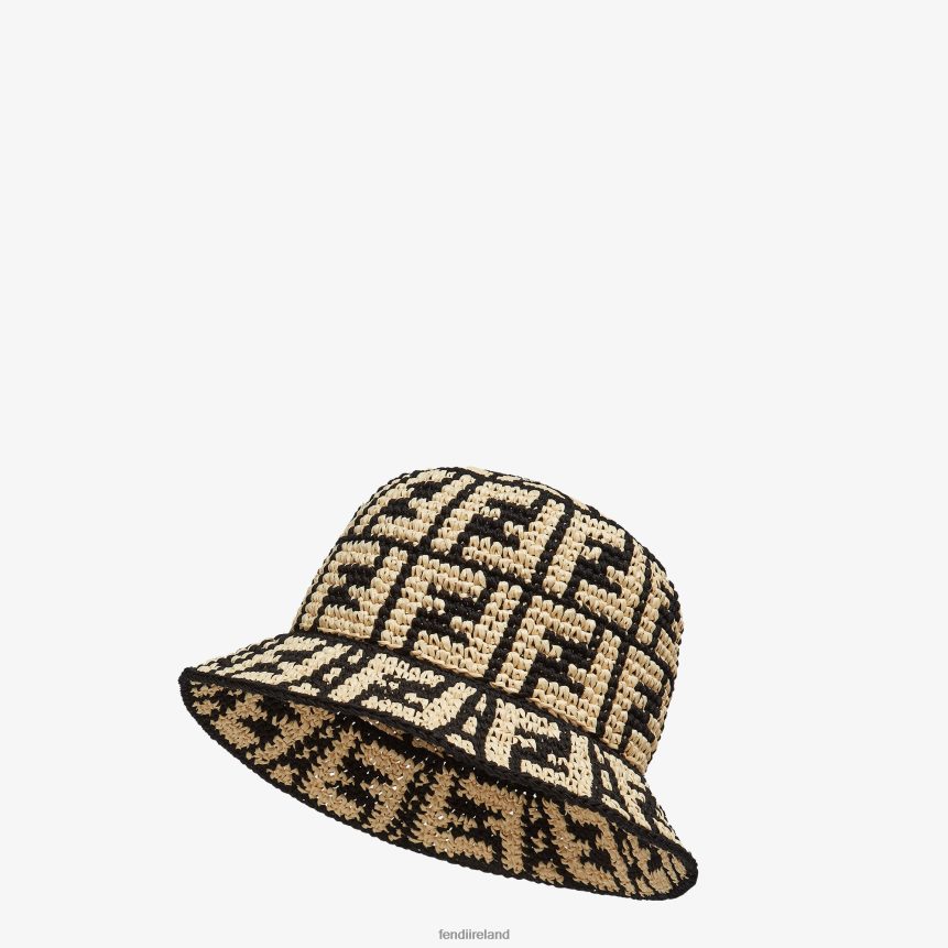 Fendi Women RaFFia Bucket Hat R06TFR355 Accessories Beige