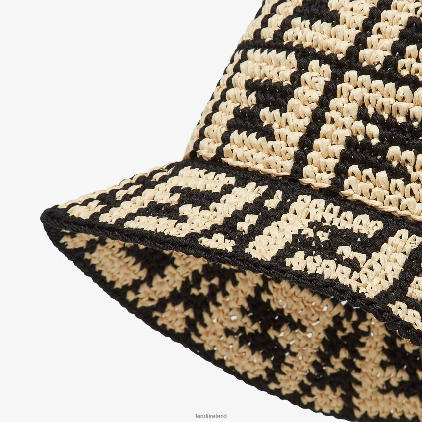 Fendi Women RaFFia Bucket Hat R06TFR355 Accessories Beige