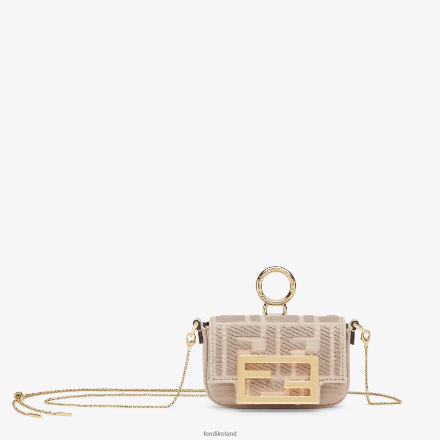 Fendi Women Canvas Charm With FF Embroidery R06TFR321 Accessories Beige