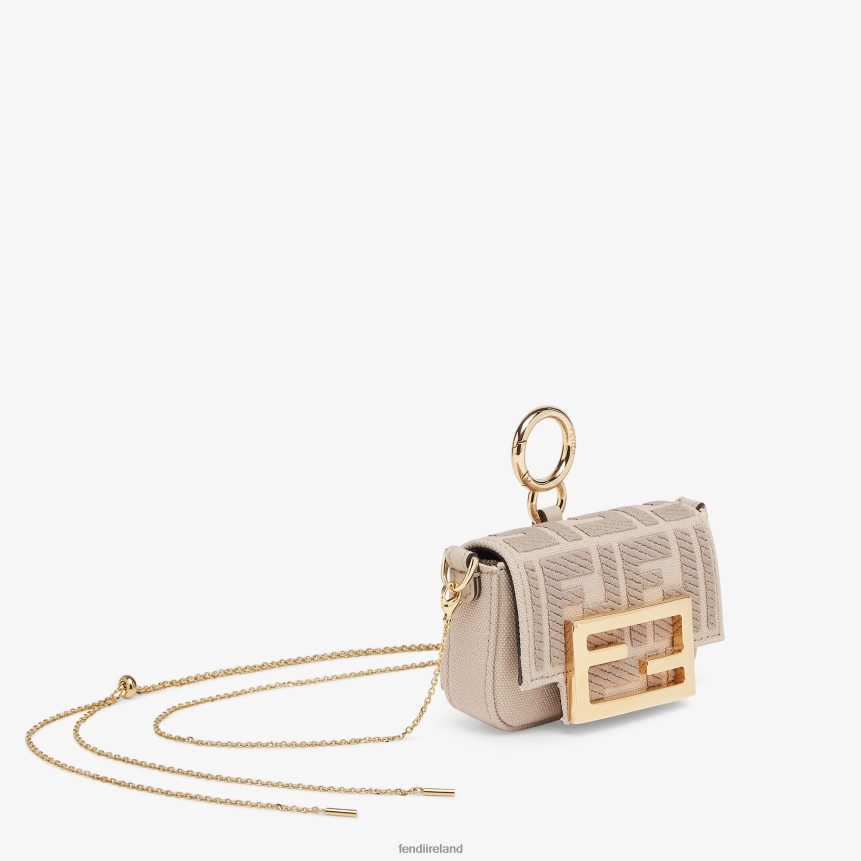 Fendi Women Canvas Charm With FF Embroidery R06TFR321 Accessories Beige