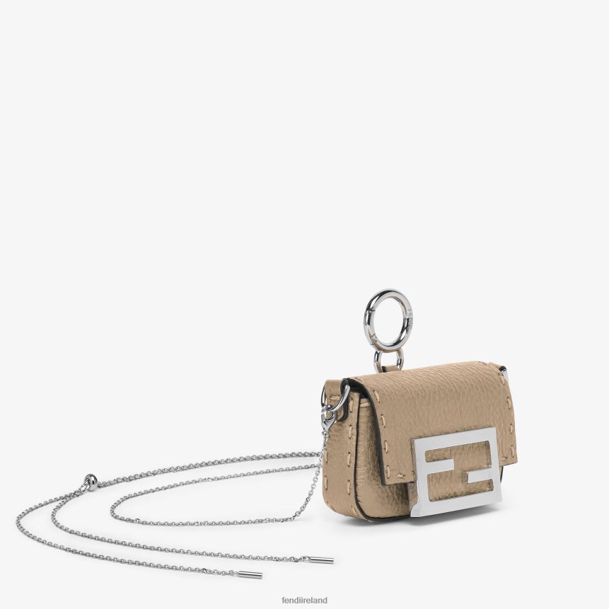 Fendi Women Nano Baguette Leather Charm R06TFR52 Accessories Beige