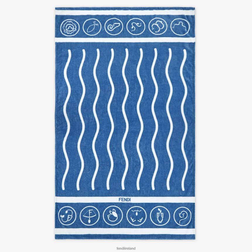 Fendi Women Cotton Beach Towel R06TFR131 Accessories Blue