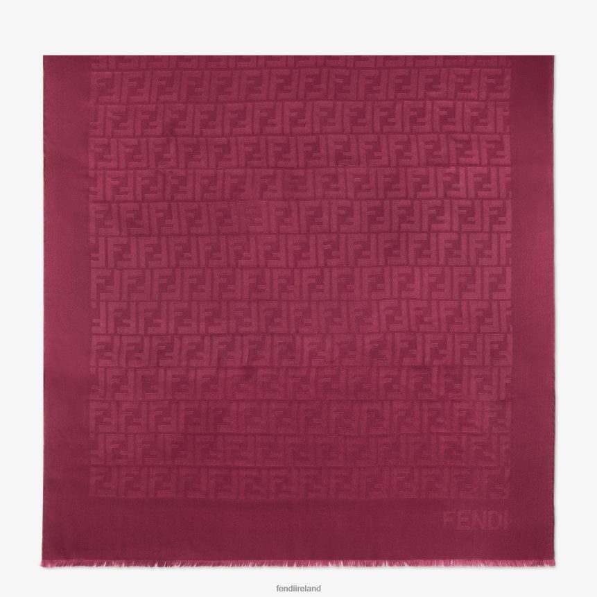 Fendi Women Burgundy Silk Stole R06TFR486 Accessories Red